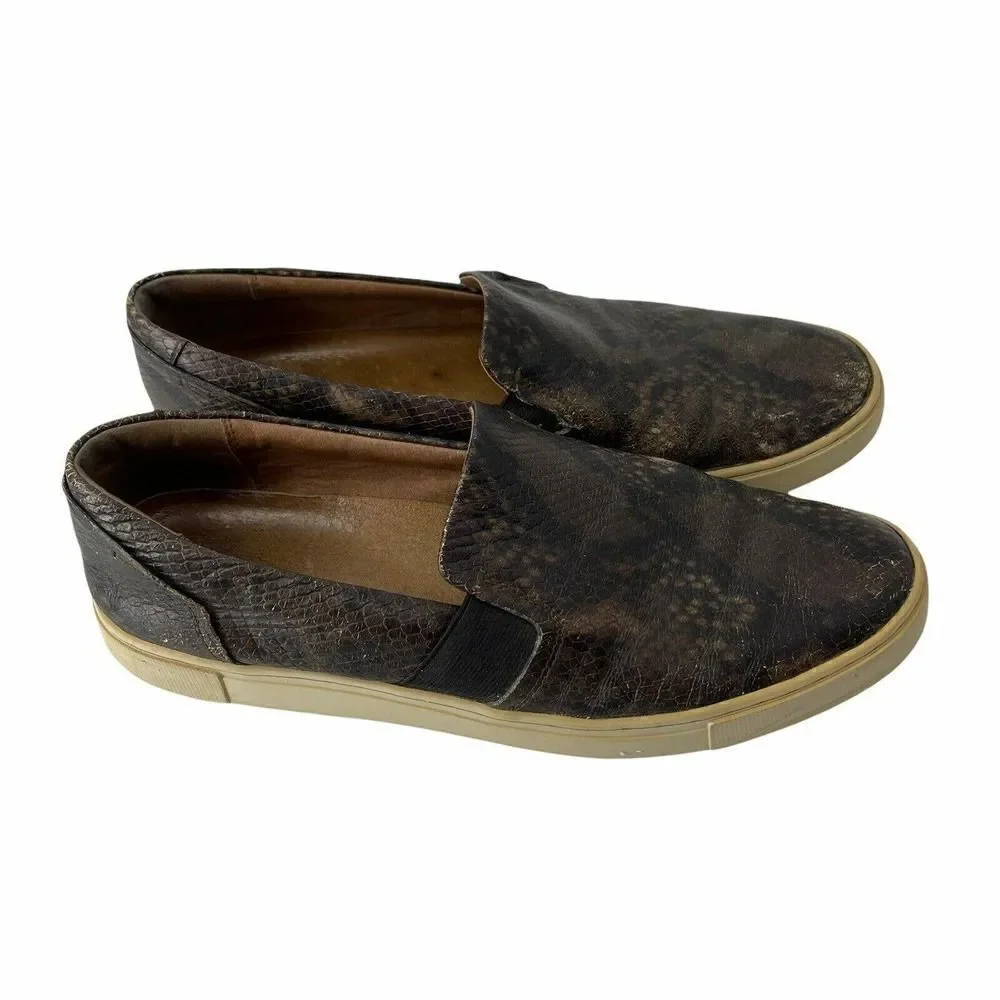 Frye Ivy Slip Shoes Snakeskin Pattern Womens Size 11 Dark Brown Casual Flats
